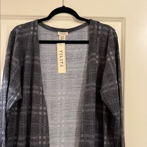 Yelete Gray Plaid Women's Long Cardigan